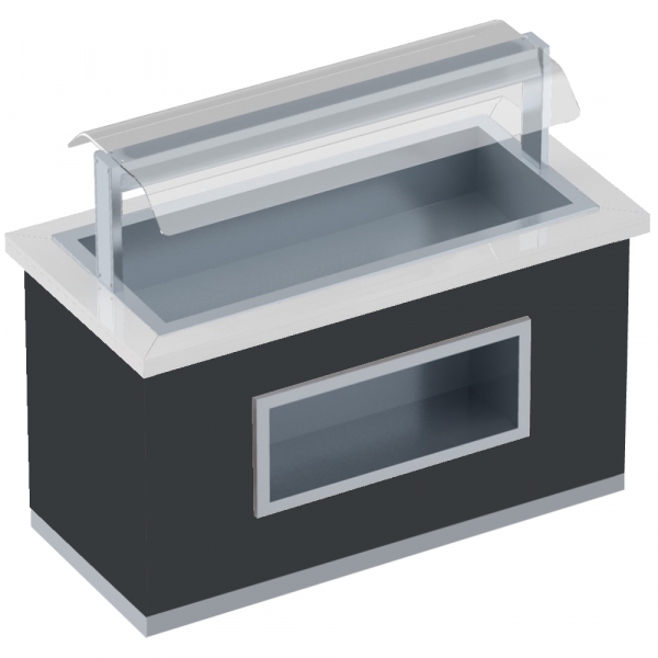 Hot buffet with bain-marie and screen protector 4 gn 1/1-150 finished wn - 1650x850x1320 mm - 4160 W