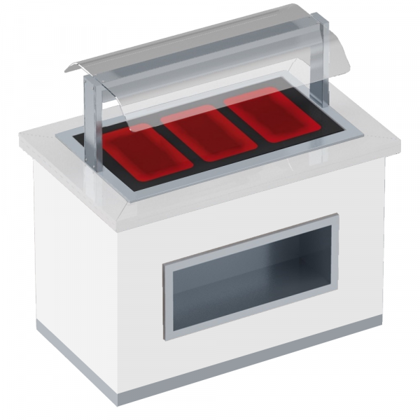 Hot buffet with ceramic glass and screen protector 3 gn 1/1-20 finished ww - 1300x850x1320 mm - 2060