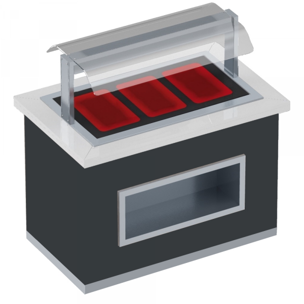 Hot buffet with ceramic glass and screen protector 3 gn 1/1-20 finished wn - 1300x850x1320 mm - 2060