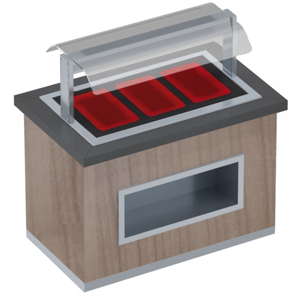 Hot buffet with ceramic glass and screen protector 3 gn 1/1-20 finished nm - 1300x850x1320 mm - 2060