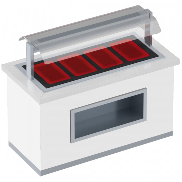 Hot buffet with ceramic glass and screen protector 4 gn 1/1-20 finished ww - 1650x850x1320 mm - 2760