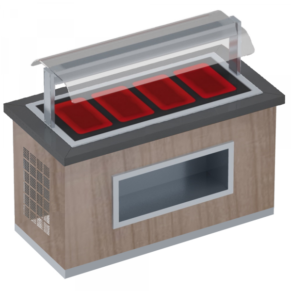 Hot buffet with ceramic glass and screen protector 4 gn 1/1-20 finished nm - 1650x850x1320 mm - 2760
