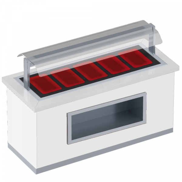 Hot buffet with ceramic glass and screen protector 5 gn 1/1-20 finished ww - 2000x850x1320 mm - 3210