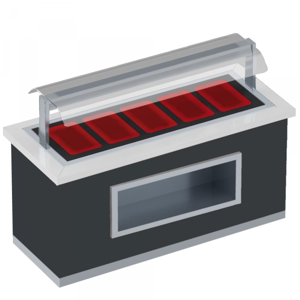 Hot buffet with ceramic glass and screen protector 5 gn 1/1-20 finished wn - 2000x850x1320 mm - 3210
