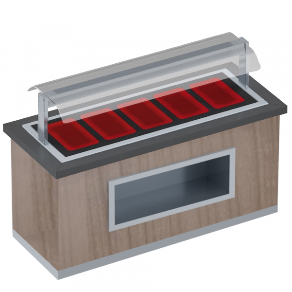 Hot buffet with ceramic glass and screen protector 5 gn 1/1-20 finished nm - 2000x850x1320 mm - 3210