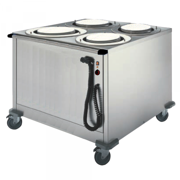 Dish dispensing trolley 4 neutral wells 45x4 plates - 900x920x900 mm - 2000 W 230/1V - 10674600 Eura